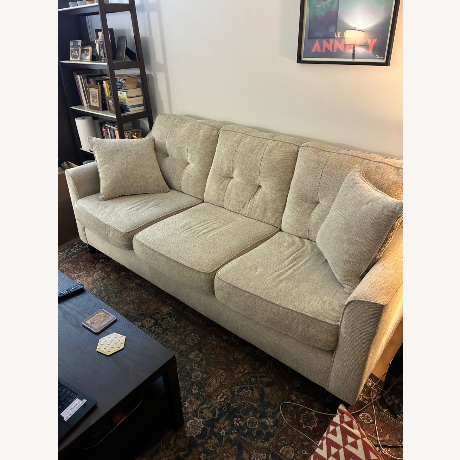 Raymour & Flanigan Natural Fabric 3+ Seater Sofa - image-2