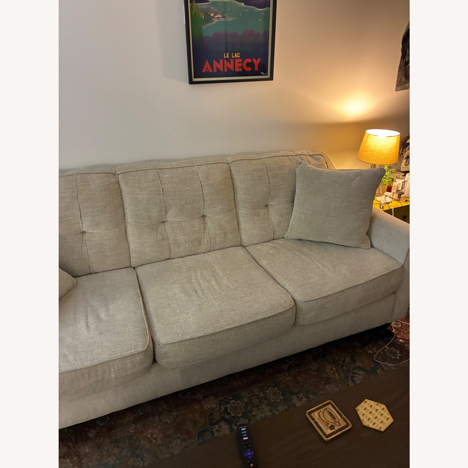Raymour & Flanigan Natural Fabric 3+ Seater Sofa - image-4