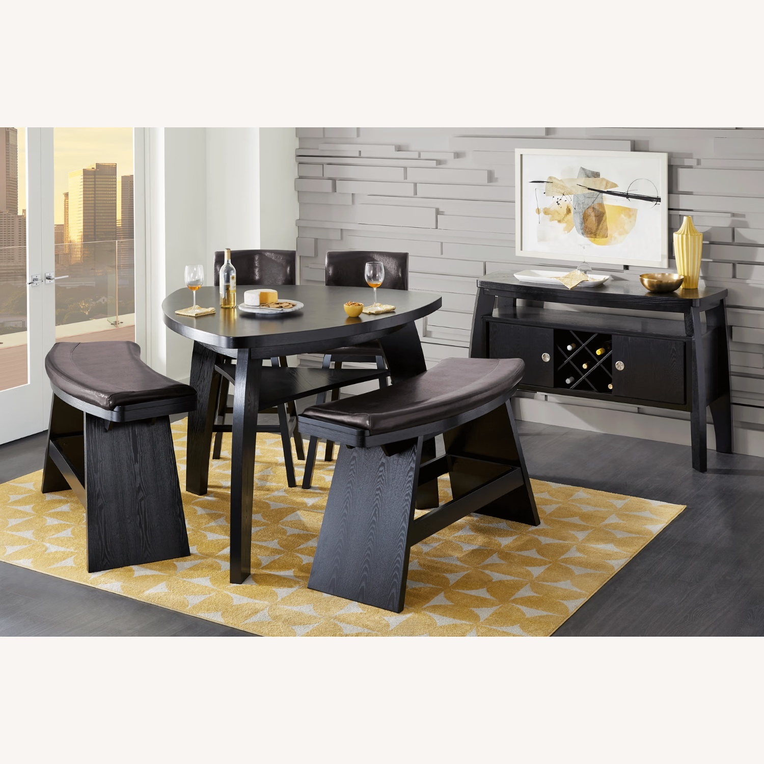 Rooms To Go Black Wood Dining Set - image-3