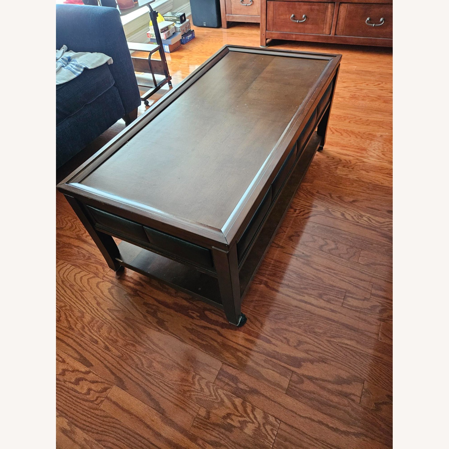 Rooms To Go Dark Brown Wood Coffee Table - image-2