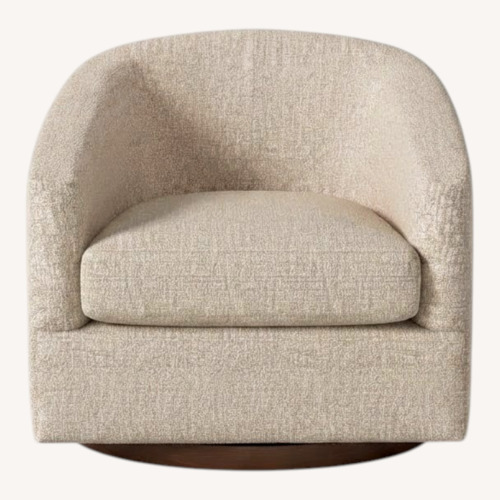 Used Living Spaces Pair of Taupe Velvet Swivel Accent Chairs for sale on AptDeco