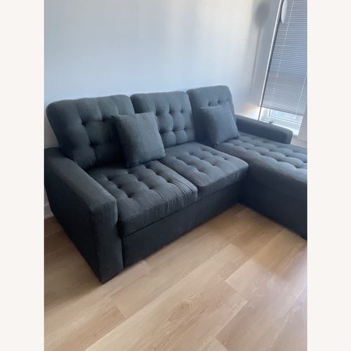 Used Raymour & Flanigan Brynn Dark Gray 2 Piece Sectional for sale on AptDeco