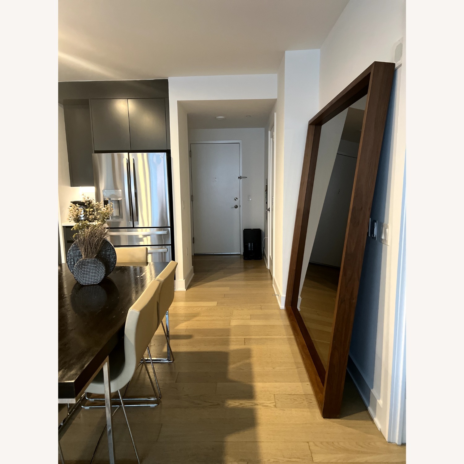 Desiron Dark Brown Wood Floor Mirror - image-2