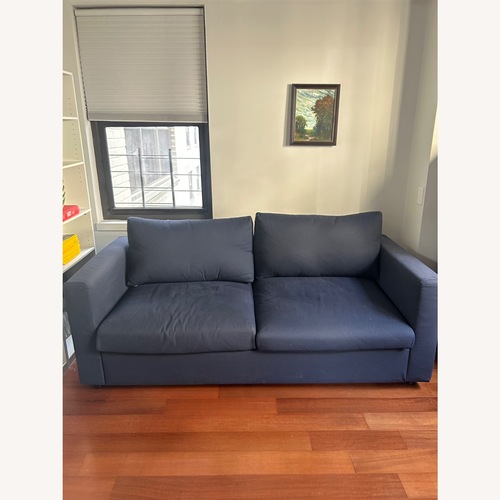 Used IKEA Navy Blue Fabric Queen Sleeper Sofa for sale on AptDeco