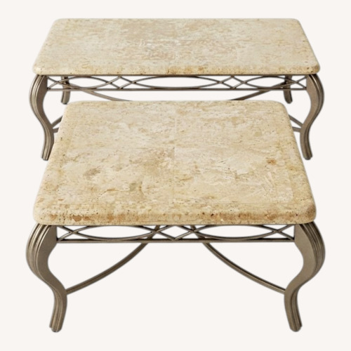 Used Travertine Stone Set (2 pcs) for sale on AptDeco