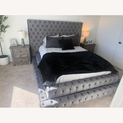 Used Wayfair Light Gray King Bed for sale on AptDeco