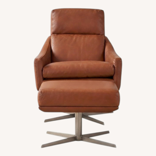 Used West Elm Austin Leather Swivel Chair & Ottoman Set for sale on AptDeco