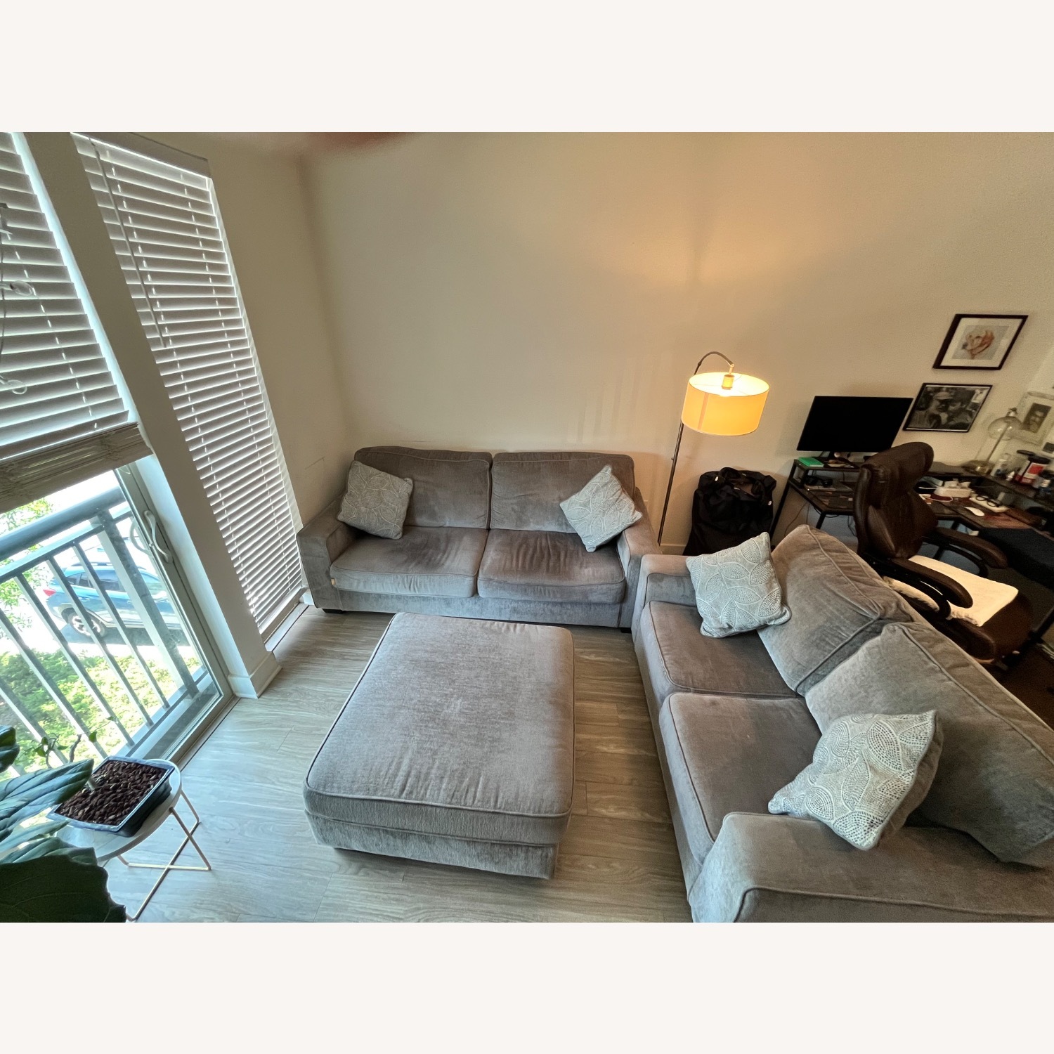Light Gray Fabric 3+ Seater Sofa - image-1