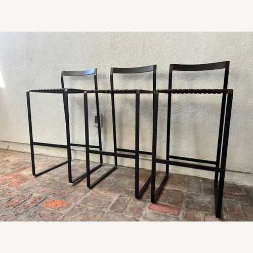 Used Mark Albrect Metal & Leather Bar Stools for sale on AptDeco