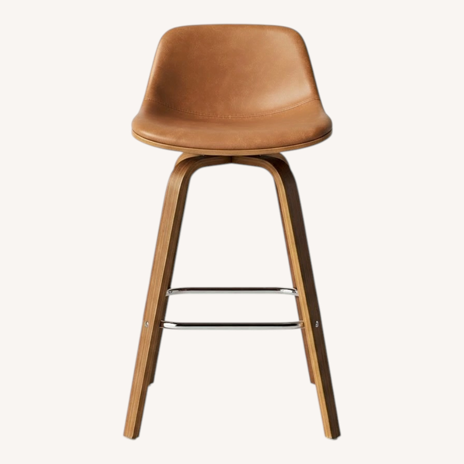 Light Brown Faux Leather Stool - Set of 4 - image-0