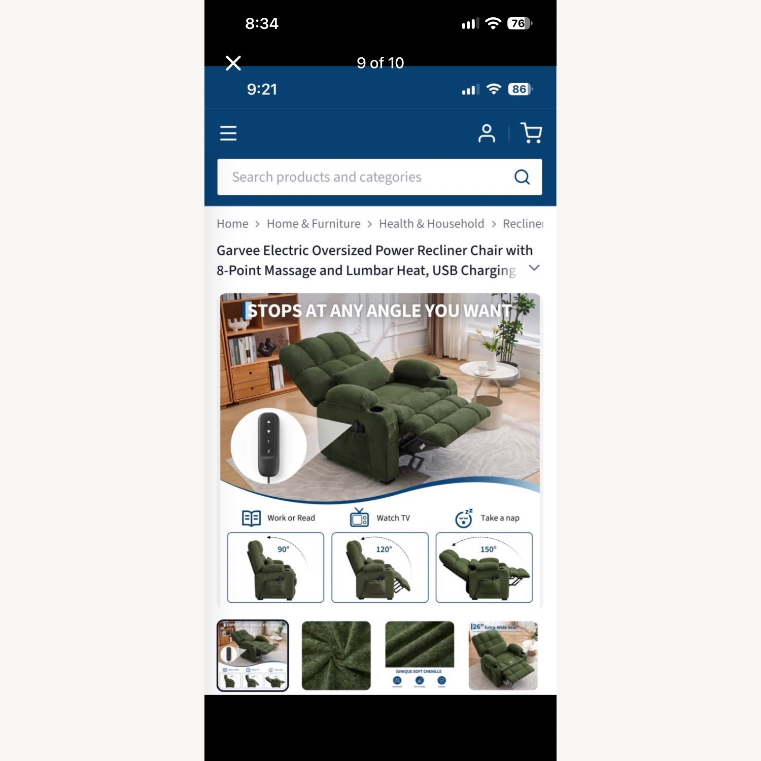 Garvee Massage and Heat Recliner - image-9
