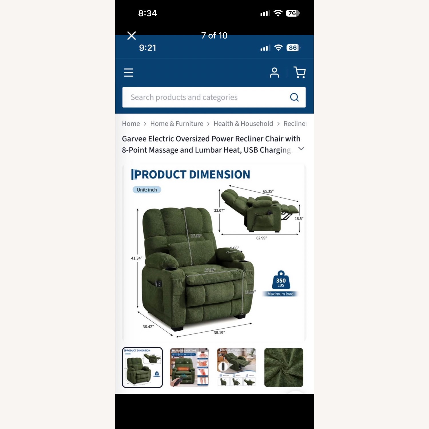 Garvee Massage and Heat Recliner - image-7