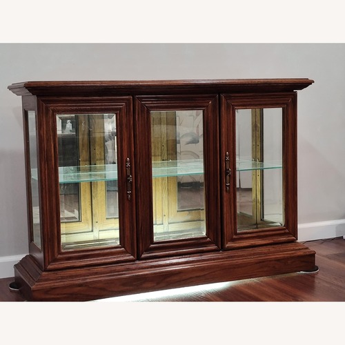 Used Vintage Wood & Glass Cabinet w/Interior Lighting Sideboard for sale on AptDeco