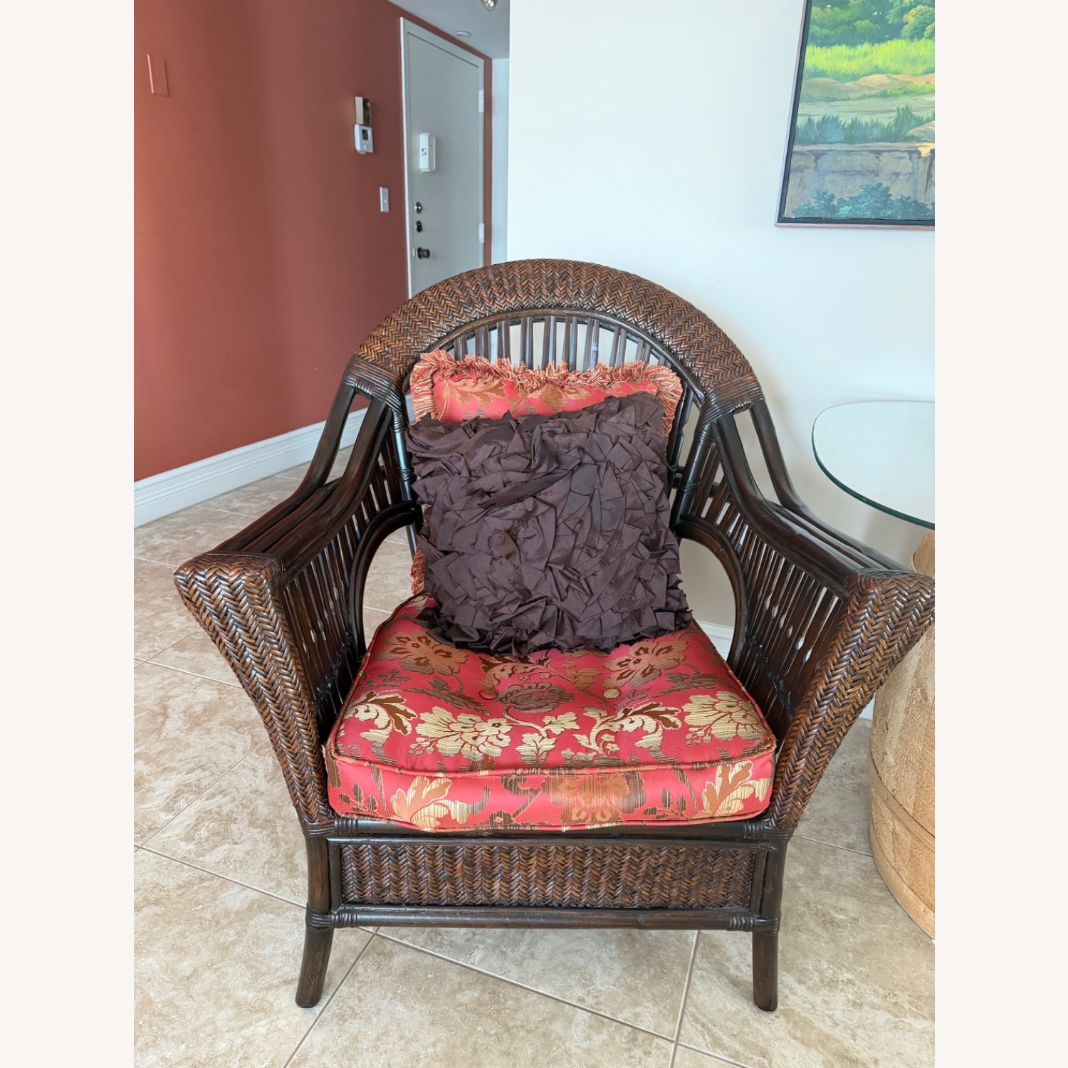 Wicker Armchairs and Barrel Table Set - image-3