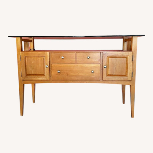 Used Light Brown Wooden Sideboard and Console Set for sale on AptDeco