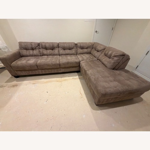 Used Light Brown Microsuede 2 Piece Sectional for sale on AptDeco