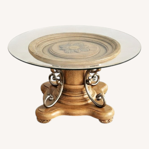 Used Tommy Bahama Round Glass-top Table for sale on AptDeco