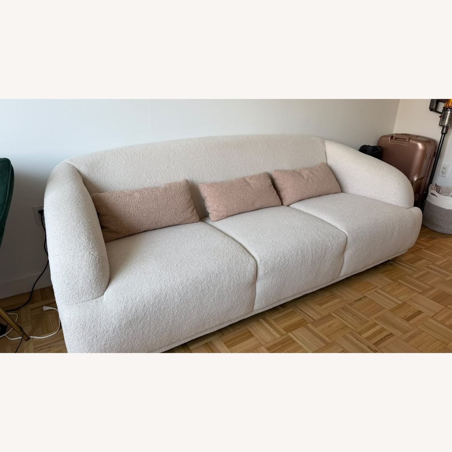 Acanva White Boucle 3+ Seater Sofa - image-1