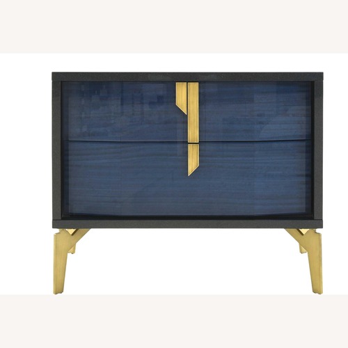 Used ALF Group Blue Wood Veneer Nightstand for sale on AptDeco