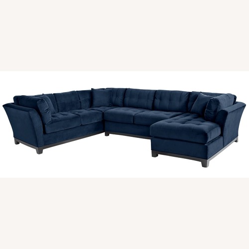 Used Rooms To Go Cindy Crawford Metropolis Blue 3+ Piece Sectional for sale on AptDeco