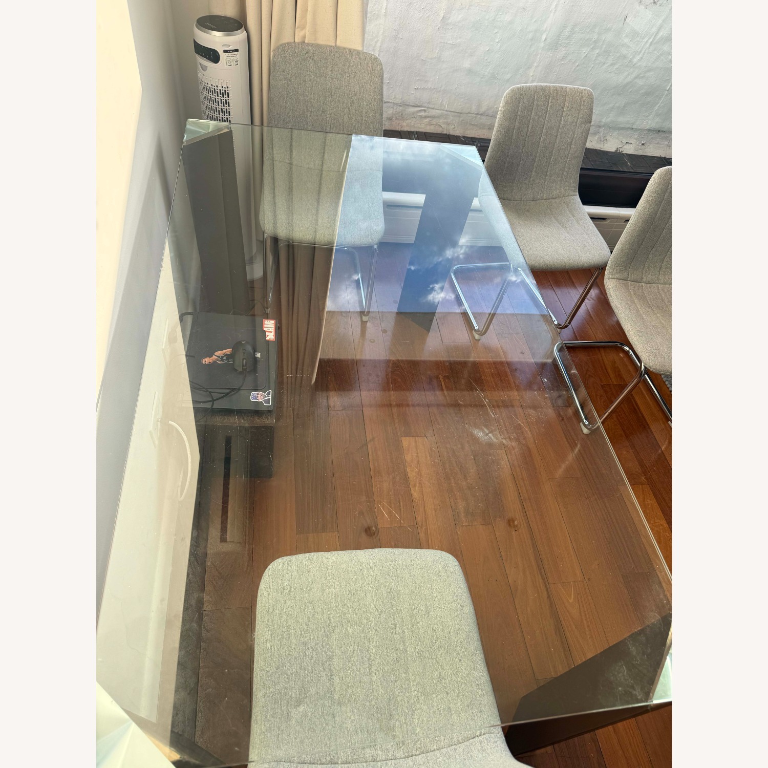Light Gray Glass Dining Set - image-3