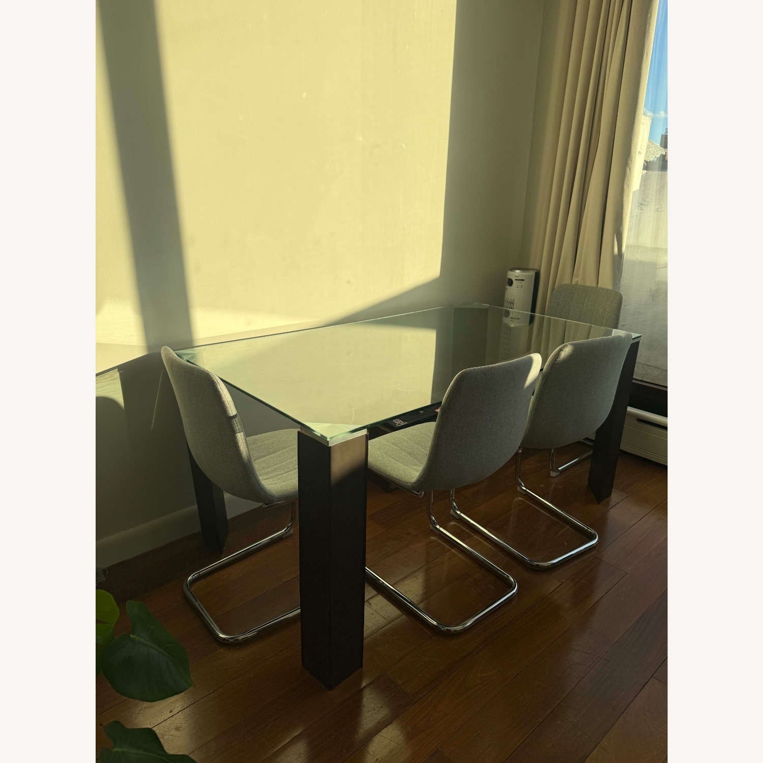 Light Gray Glass Dining Set - image-5