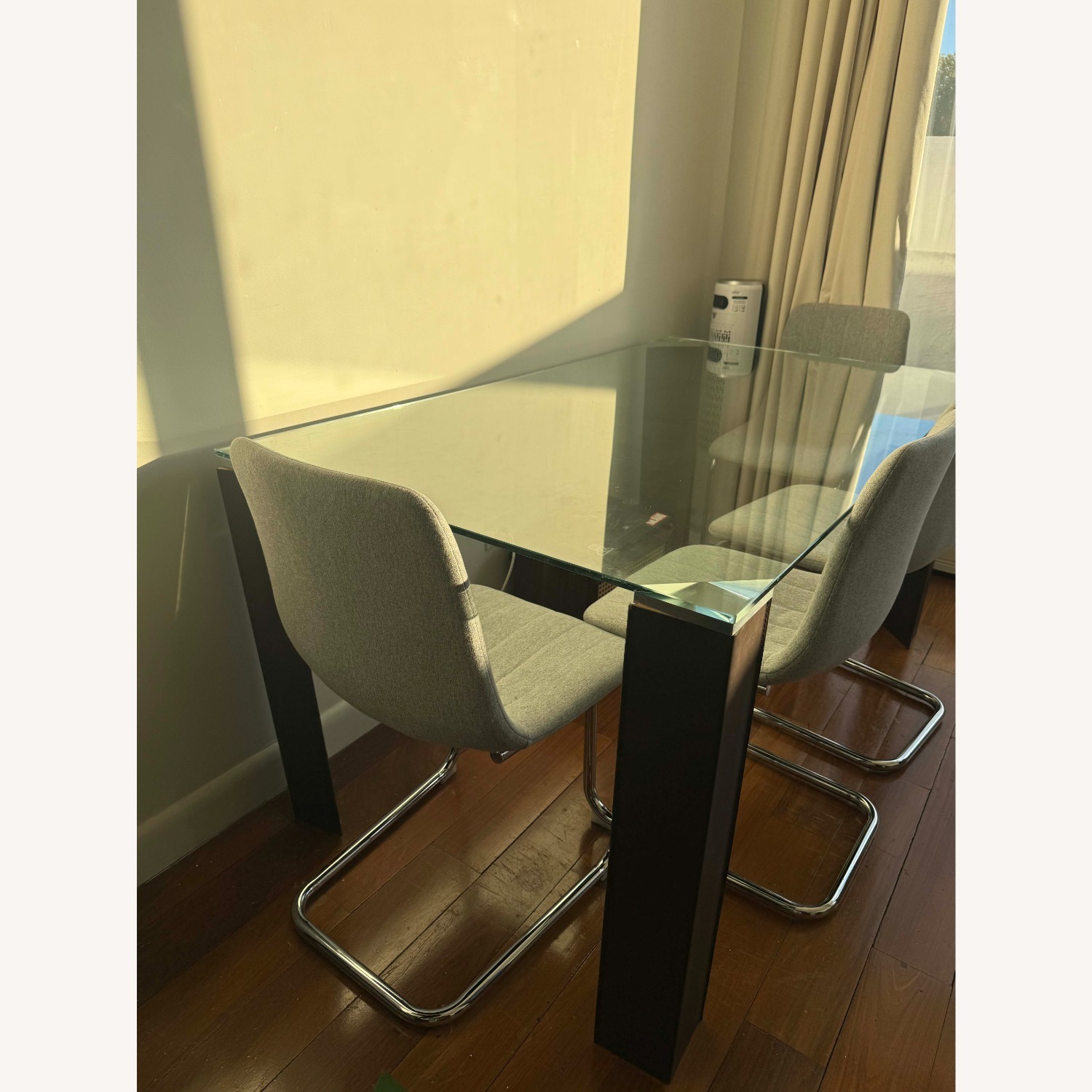 Light Gray Glass Dining Set - image-4