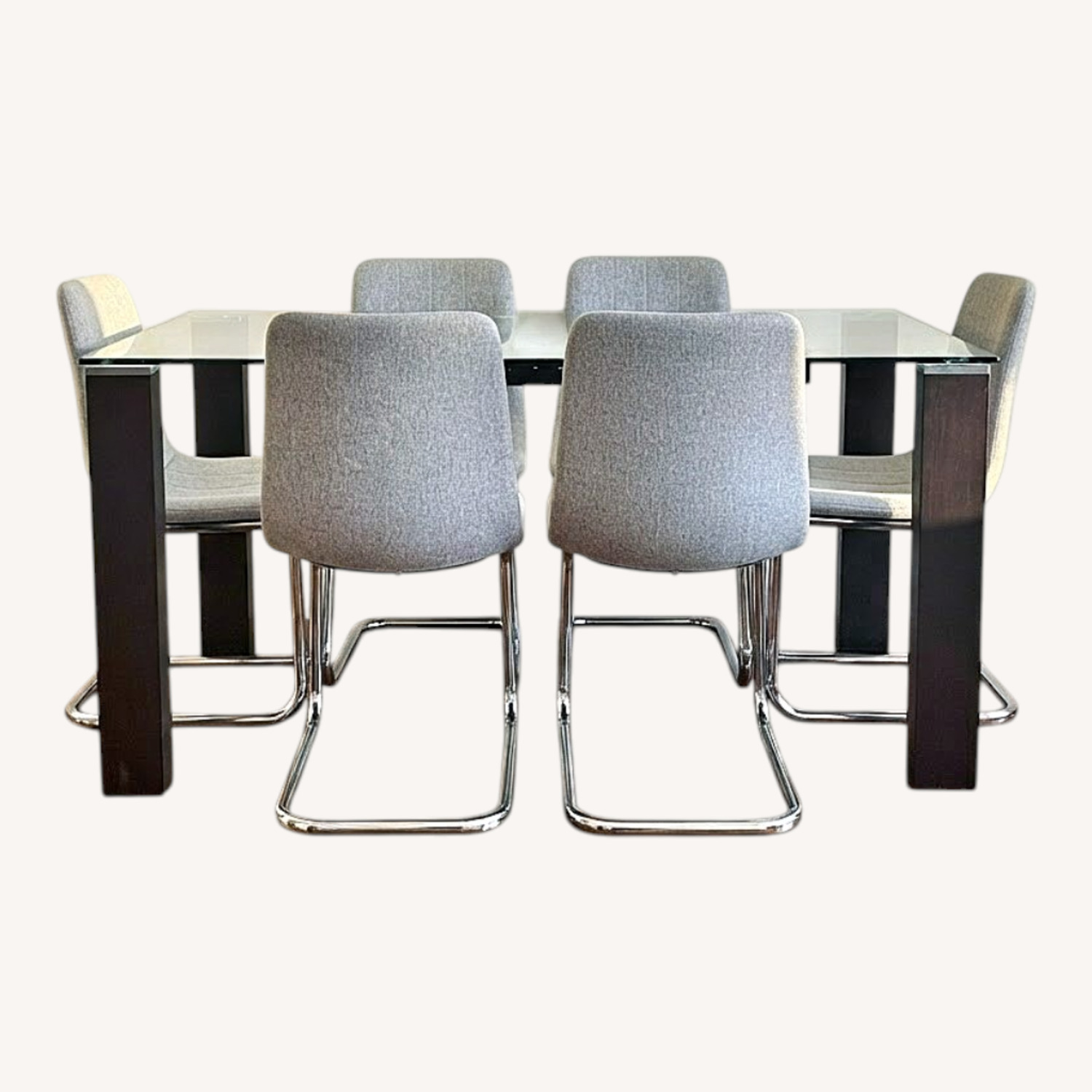 Light Gray Glass Dining Set - image-0
