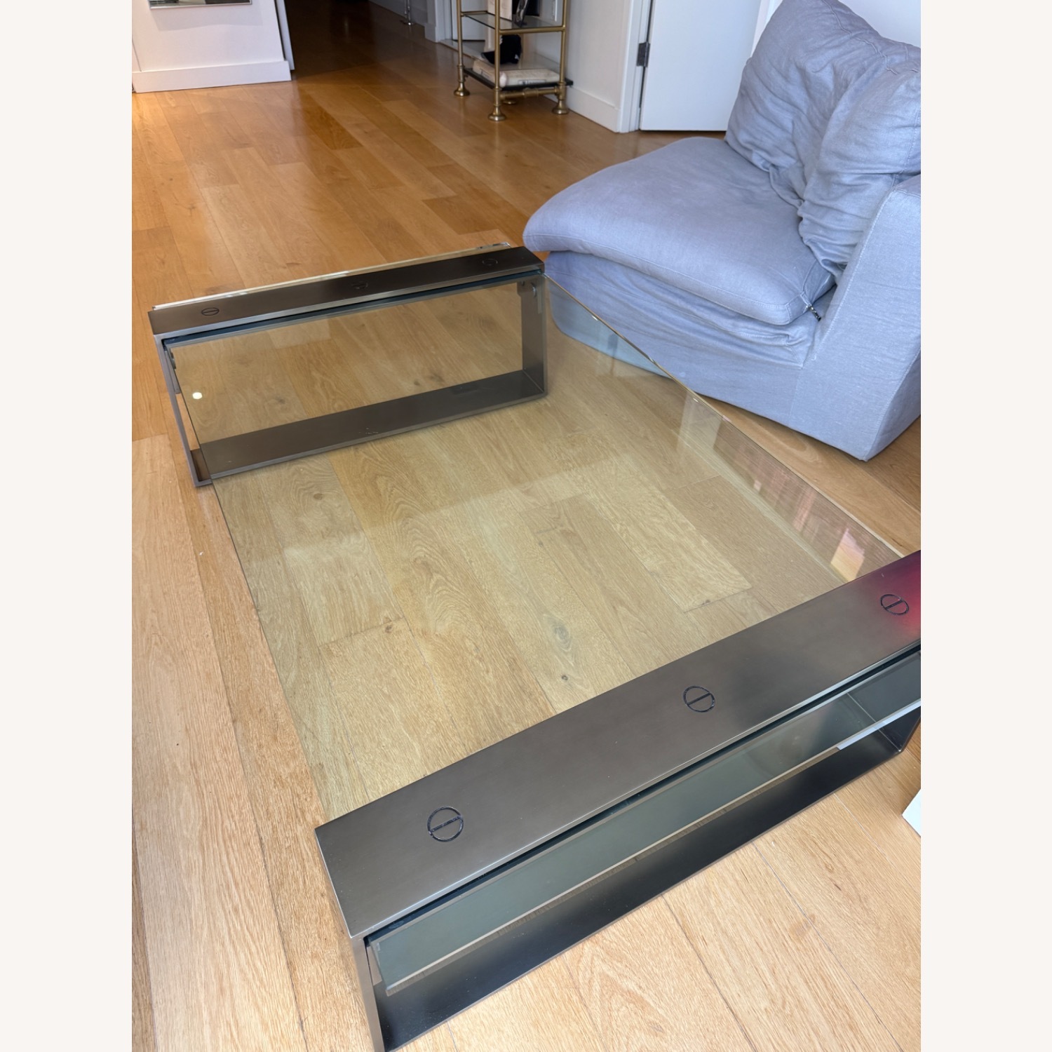 RH Glass & Stainless Steel Coffee Table - image-5