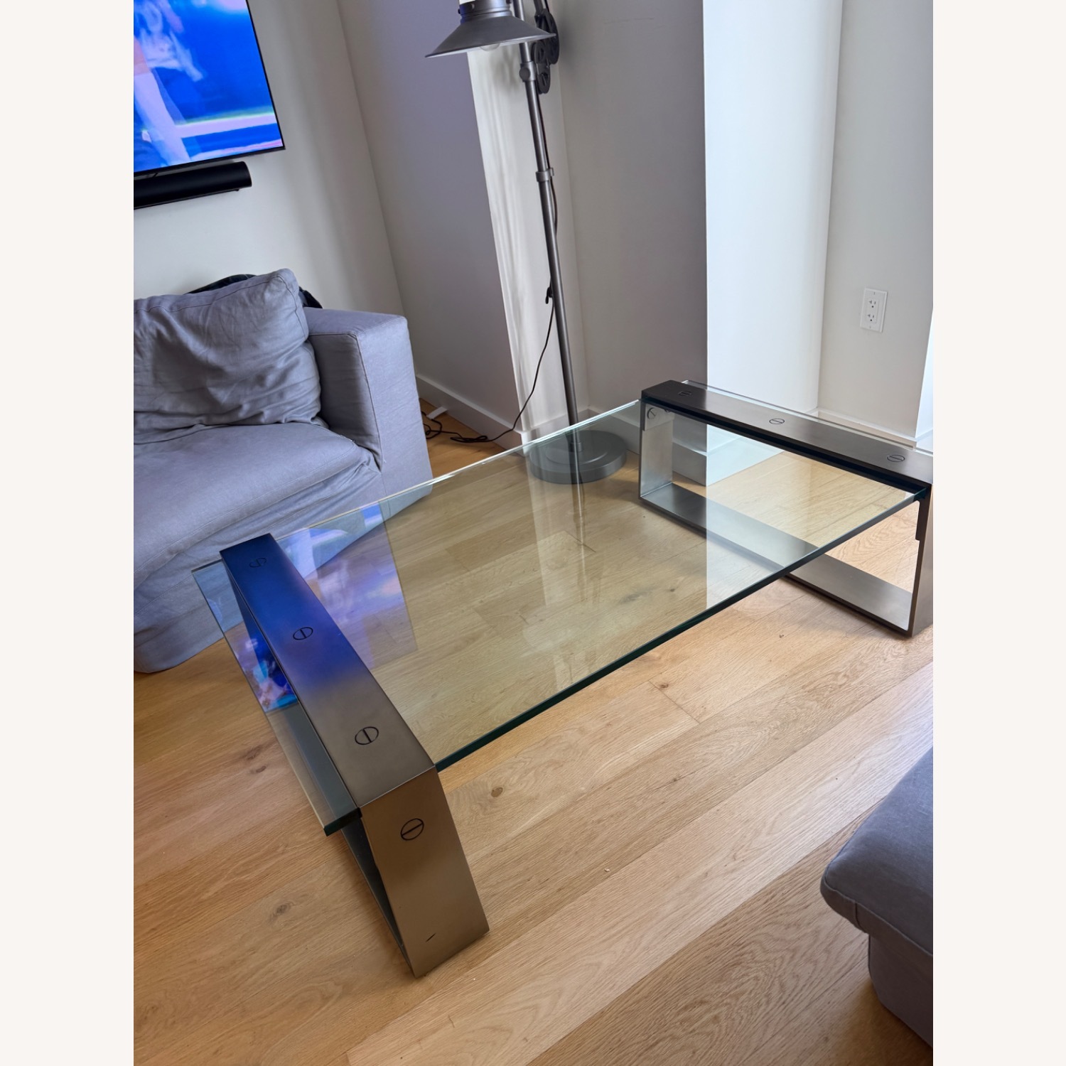 RH Glass & Stainless Steel Coffee Table - image-2