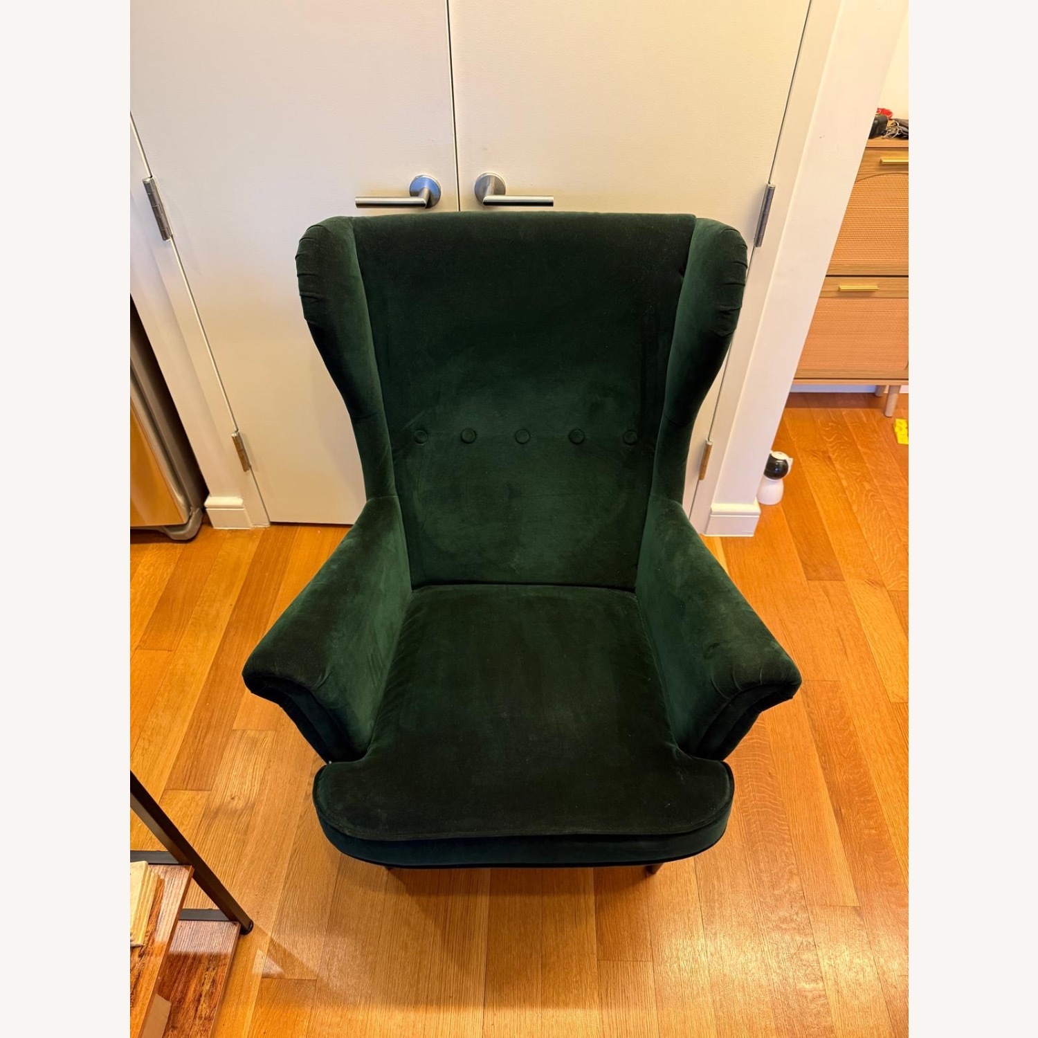 IKEA STRANDMON Green Velvet Armchair - image-3