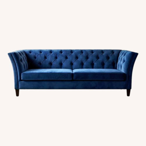 Used Ethan Allen Blue Velvet 3+ Seater Sofa for sale on AptDeco