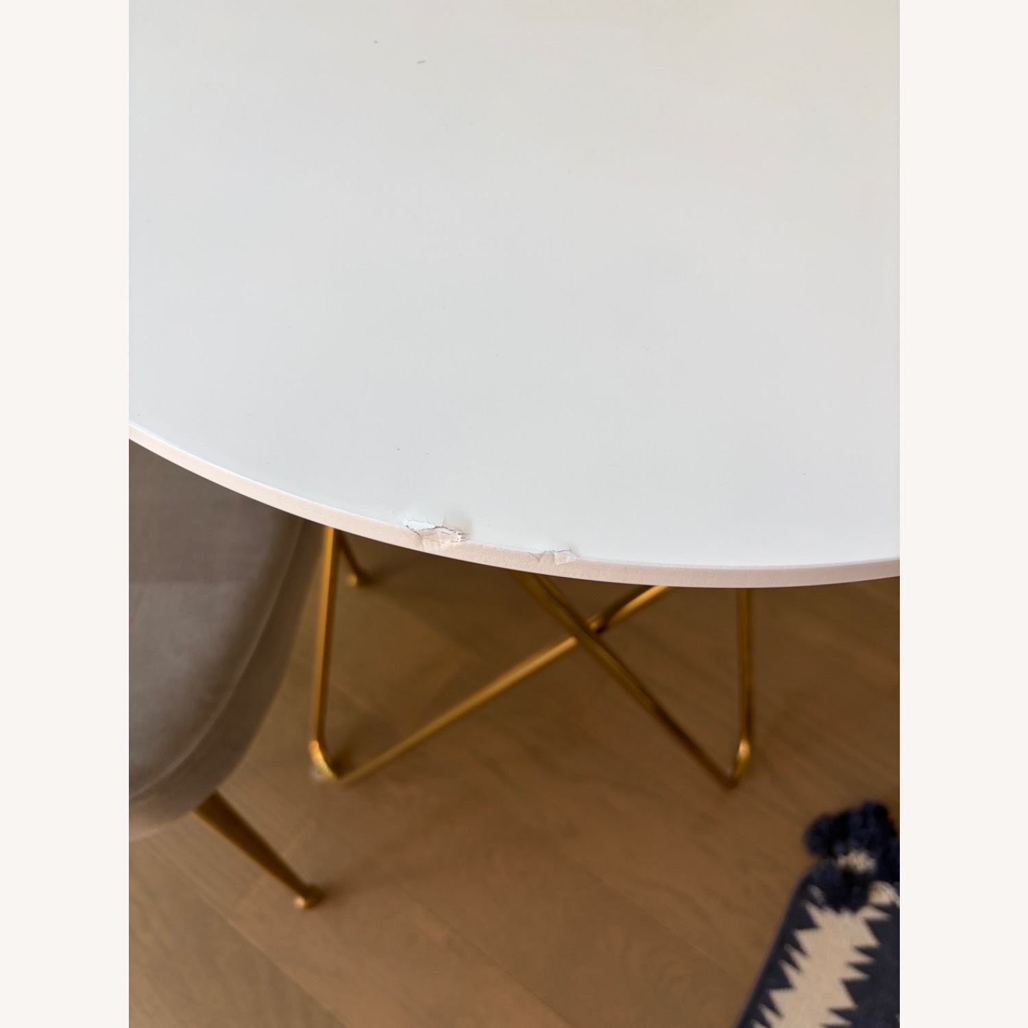 Small White Dining Table + 2 Velvet Chairs - image-5