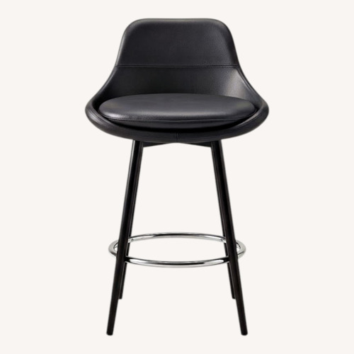 Used Elite Leather Company Black Leather Stool for sale on AptDeco