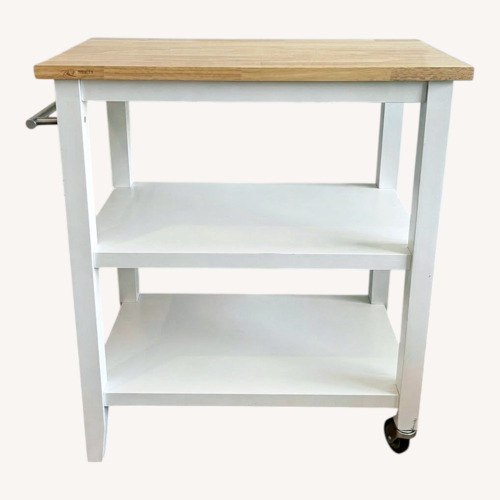 Used Trinity Furniture White Wood Bar Cart for sale on AptDeco