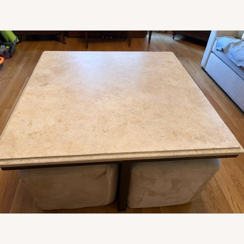 Used Taylor Made Custom Limestone Cast Iron Table 4 Ottoman Cubes for sale on AptDeco