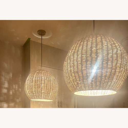 Used  Uttermost 24" Seagrass Dome Pendant Lights Pair for sale on AptDeco