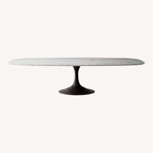 Used Restoration Hardware Aero Stone Dining Table 120" Carrara Marble for sale on AptDeco