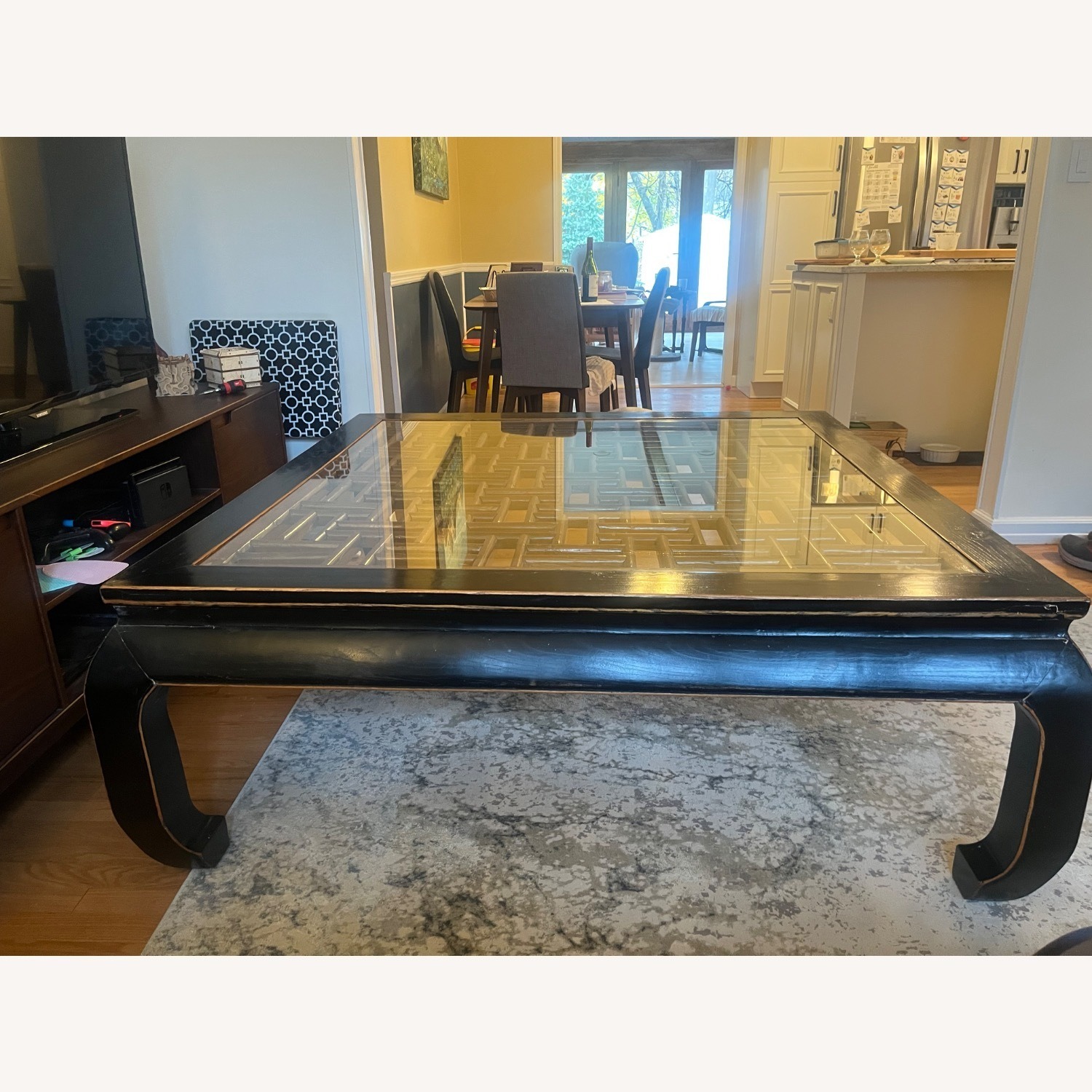 Vintage/Antique Black Wood Coffee Table - image-23