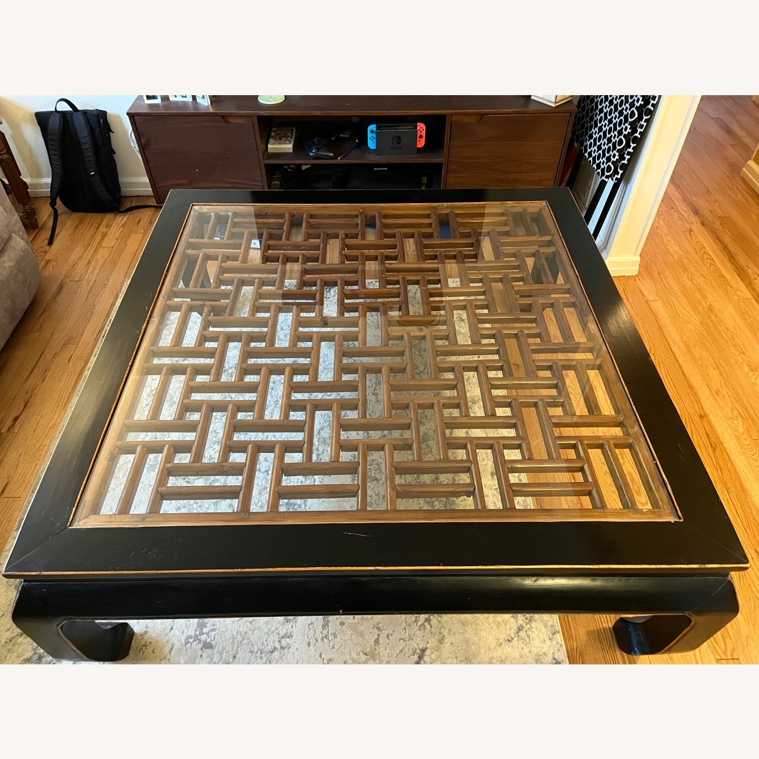 Vintage/Antique Black Wood Coffee Table - image-1