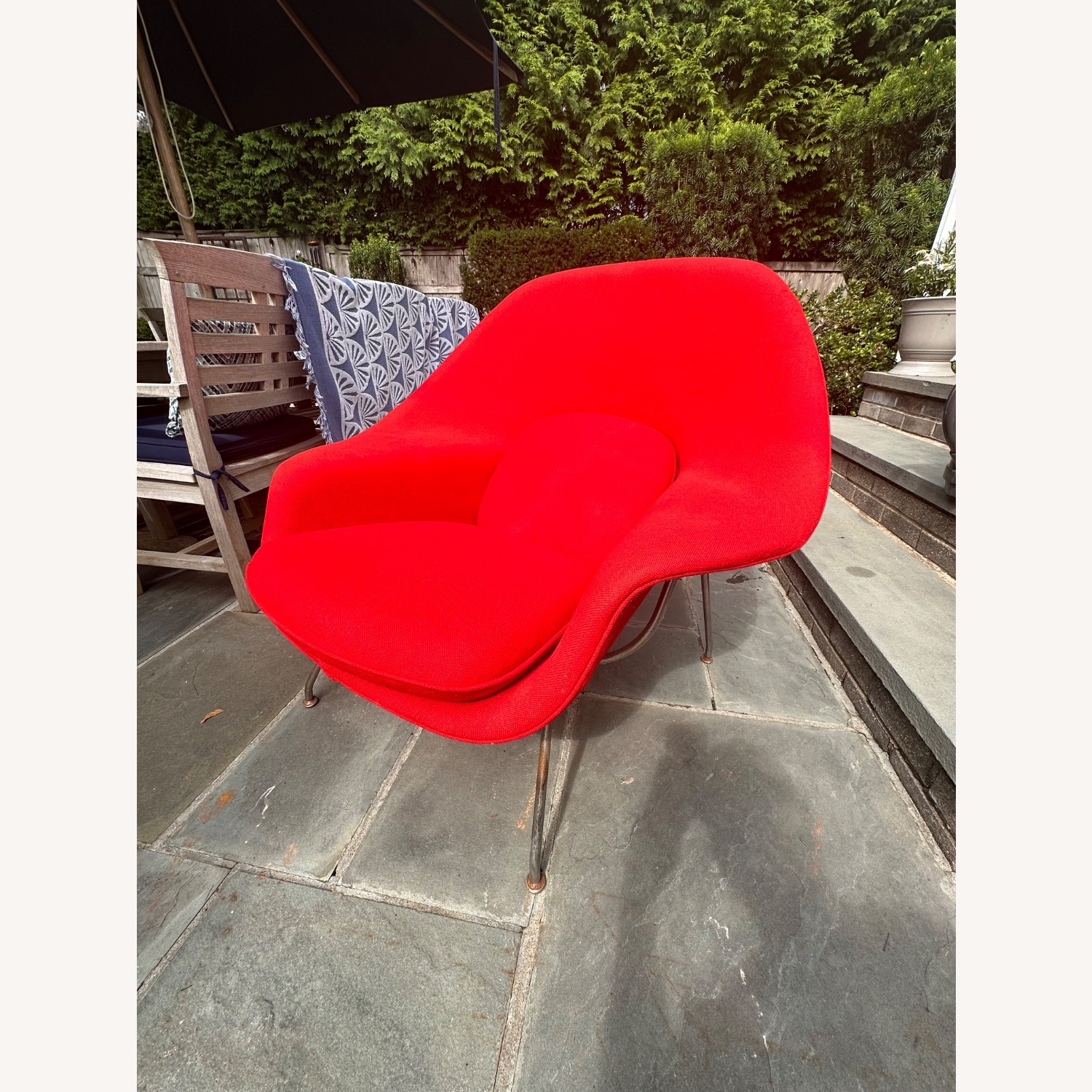 Vintage/Antique Red Fabric Accent Chair - image-2