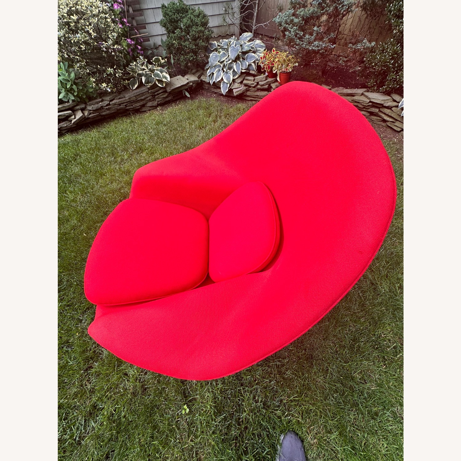 Vintage/Antique Red Fabric Accent Chair - image-3