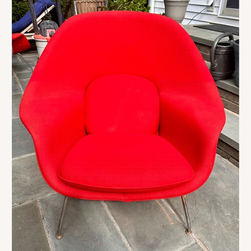 Used Vintage/Antique Red Fabric Accent Chair for sale on AptDeco
