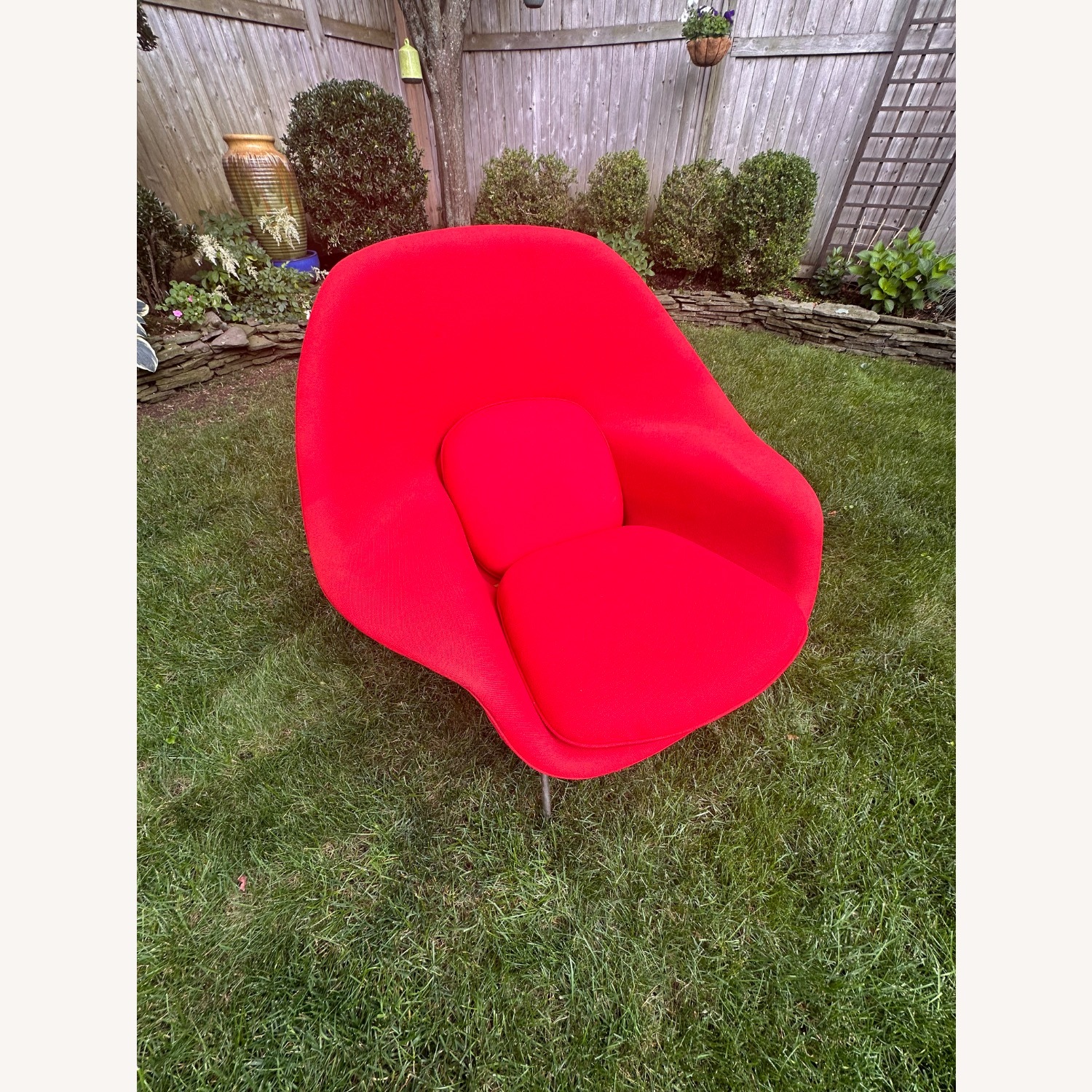 Vintage/Antique Red Fabric Accent Chair - image-8