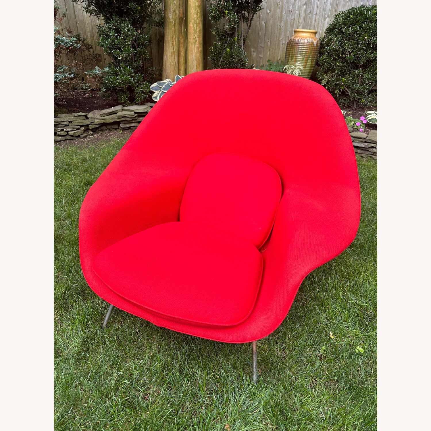 Vintage/Antique Red Fabric Accent Chair - image-4
