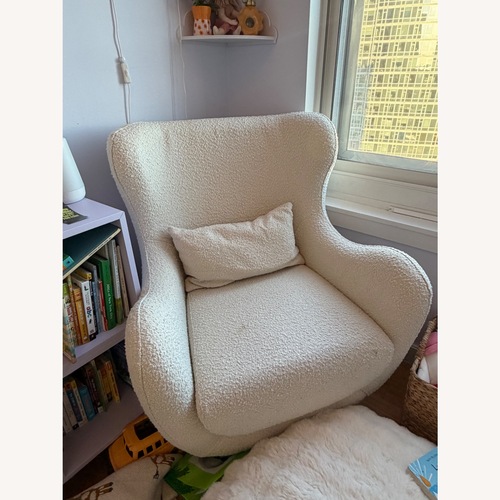Used AllModern White Boucle Nursing Chair for sale on AptDeco