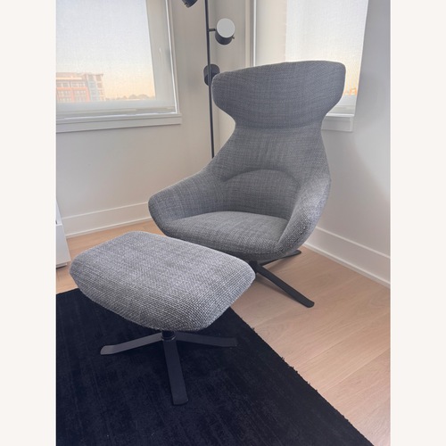 Used BoConcept Dark Gray Fabric Chair and Ottoman for sale on AptDeco