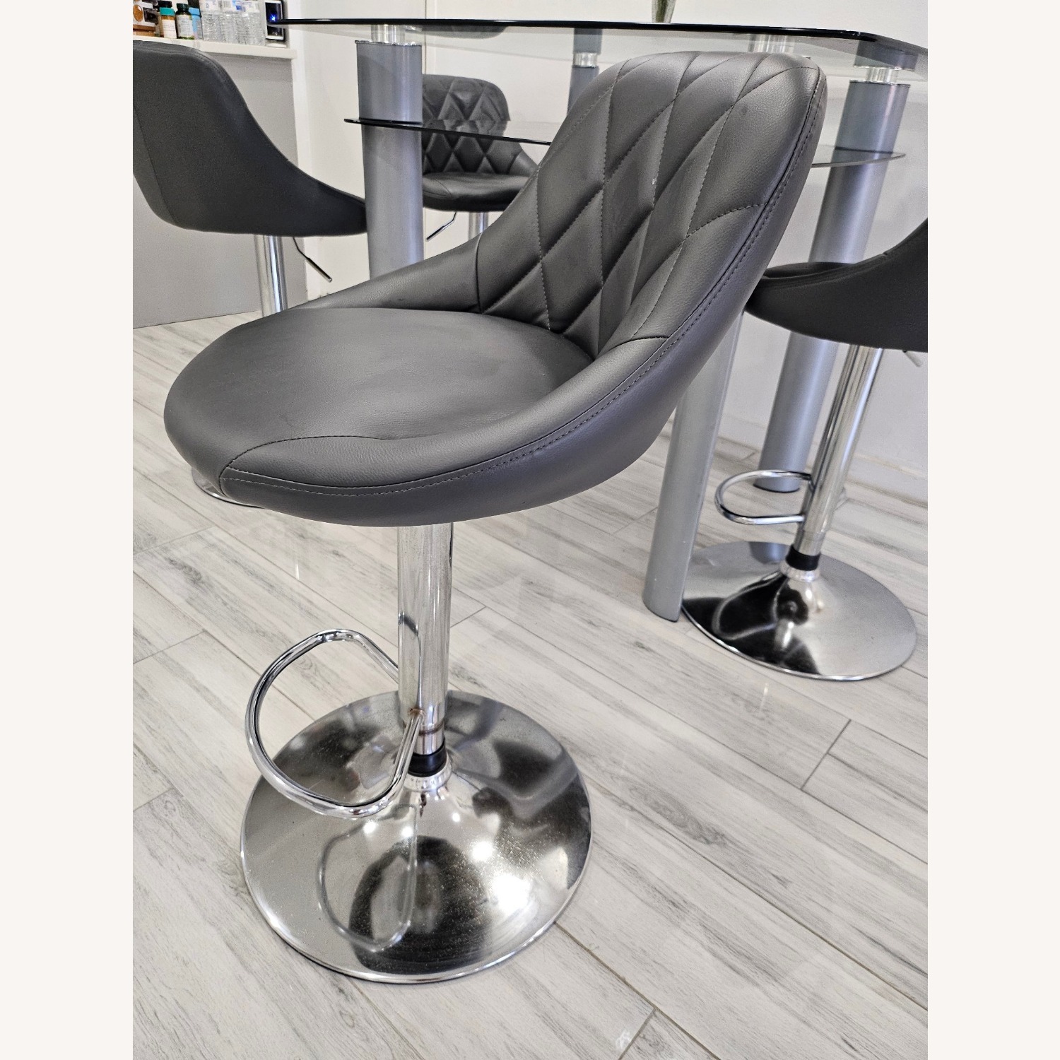 Tempered Glass Dining Table with Storage - image-3