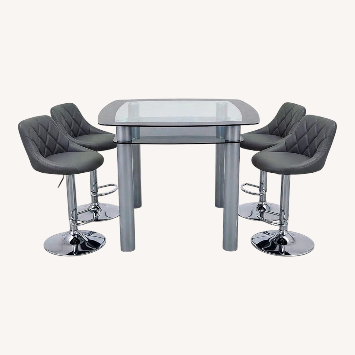 Tempered Glass Dining Table with Storage - image-0