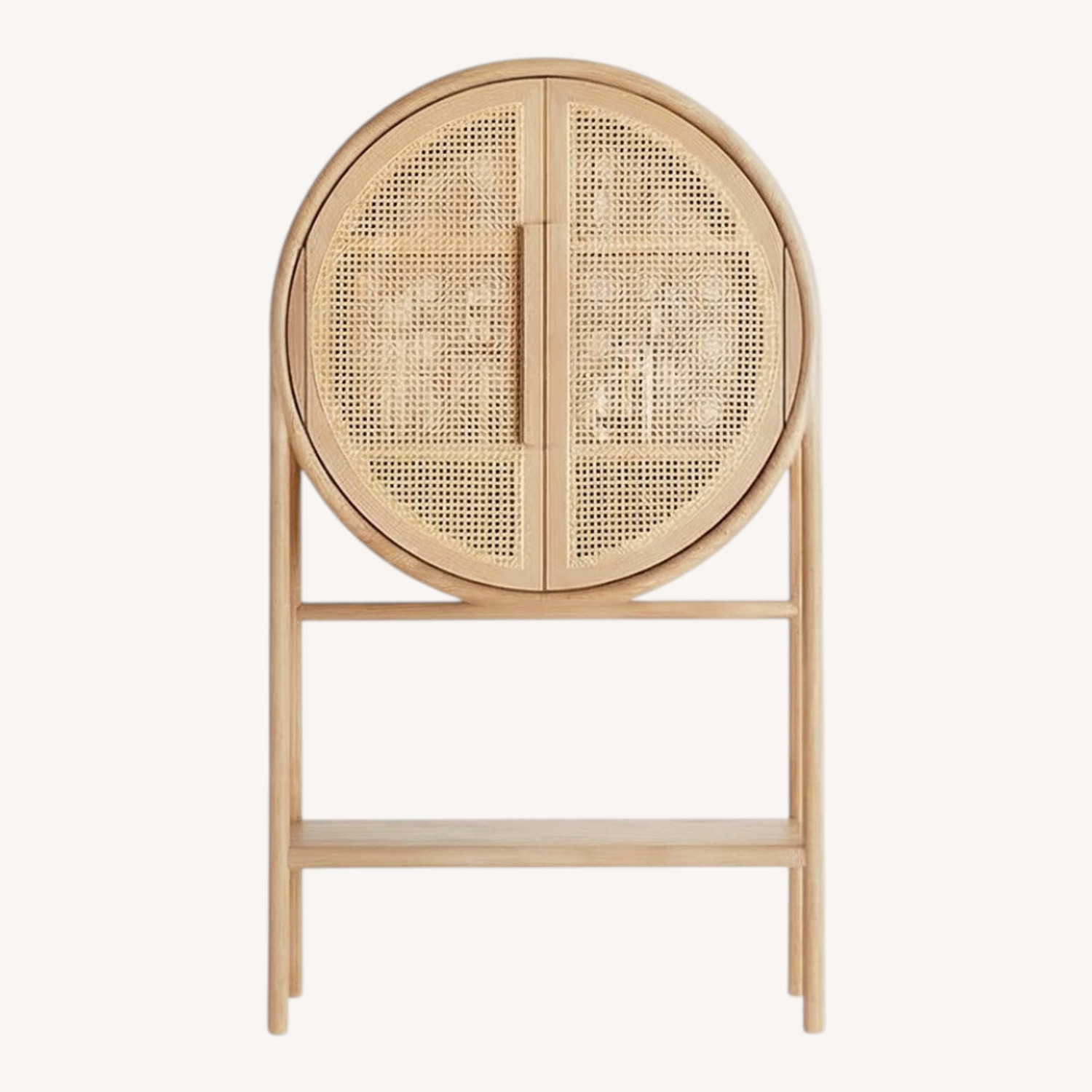 Crate & Barrel Retro Woven Rattan Accent Bar Cabinet - image-0